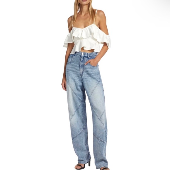 ISABEL MARANT ETOILE REVOLVE WHITE COLD-SHOULDER CROP TOP - Picture 12 of 13